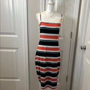 Love J Pink and Black Sheath Maxi Dress Spaghetti Strap Size 1X